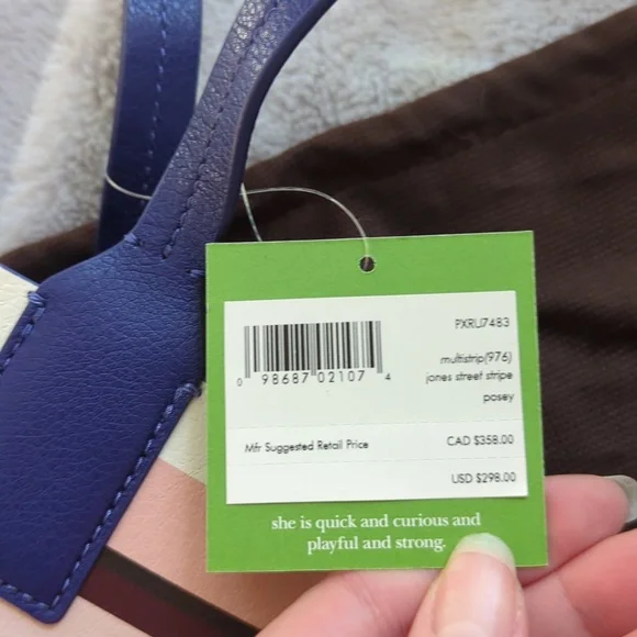 BNWT Kate Spade Multi Stripe Leather Tote Bag Jones Street Stripe Posey - Picture 2 of 7